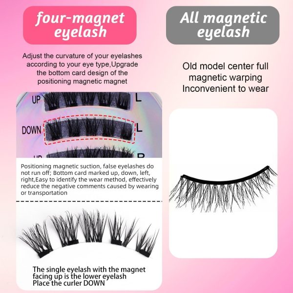 ⁦Magnetic Eyelashes,Natural Look Reusable Magnetic Eyelashes No Glue Needed,Eyelash Extension Tool,Upper and Lower Eyelash Combo Set Easy to Wear and Remove (CT04-2)⁩ - الصورة ⁦9⁩