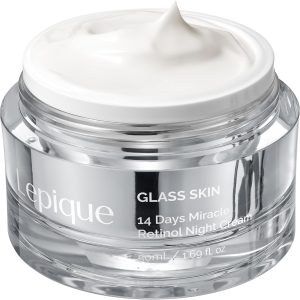 Lepique GLASS SKIN 14Days Miracle Retinol Night Cream 1.69oz - Korean Skincare Retinol Serum for Face and Neck - Collagen, Centella - Anti aging Skin Cream, Moisturizer Face Cream