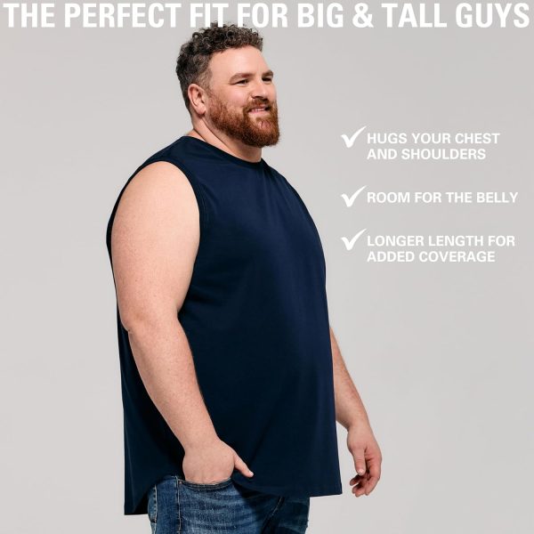 ⁦STRONGSIZE Big and Tall Men’s Muscle Tank Tops – Sleeveless Muscle Shirts for Men – Longer Length, Premium Stretch Cotton⁩ - الصورة ⁦2⁩