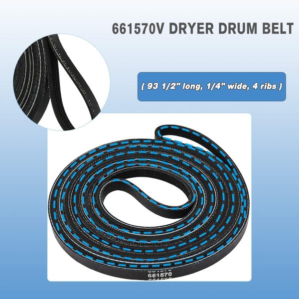 ⁦4392067 Dryer Repair Kit & W10837240 Dryer Idler Pulley,fit for Whirlpool Maytag Kenmore and More,with WPW10314173 Drum Roller, 661570V Dryer Belt and 279640 Idler Pulley - Dryer Replacement Parts⁩ - الصورة ⁦3⁩