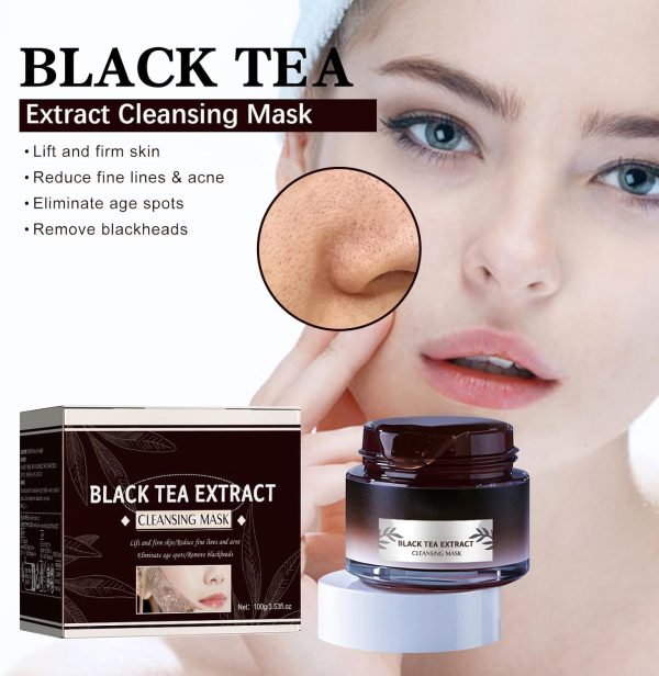 ⁦Mazinreem Black Tea Extract Cleansing Mask - Black Tea Face Mask, Extract Cleansing Mask, Lift and firm skin, Reduce fine lines & acne, Eliminate age spots, Remove blackheads, Black Tea Mask⁩ - الصورة ⁦2⁩