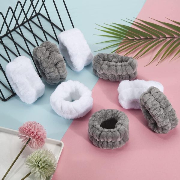 ⁦SAMMOO 2 Pairs Spa Wrist Wash Bands - Microfiber Wristbands for Washing Face, Absorbent Towels, No Drip Cleansing Cuffs for Girls - Prevent Liquids from Spilling Down Arms⁩ - الصورة ⁦6⁩