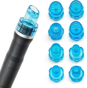 Elitzia Plastic Hydro Dermabrasion Microderma Heads Hydra Facial Aqua Peel Tips Water Peeling Caps Facial Care Skin Cleaning Tool Beauty Machine Replacement Spare Parts 8pcs Per Set（Blue）