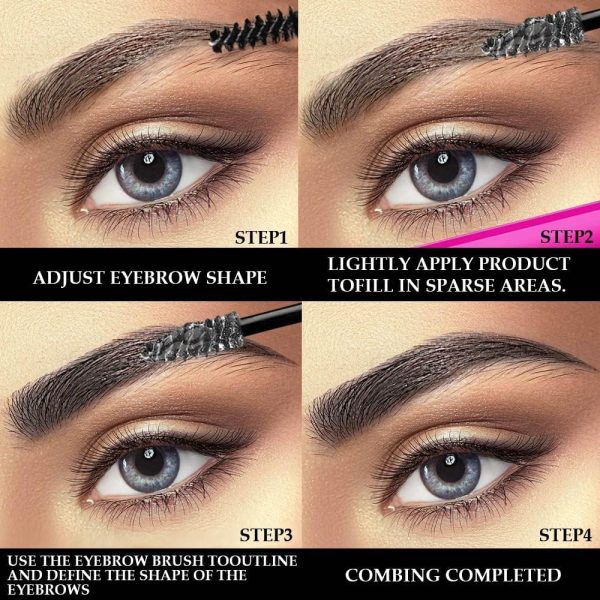 ⁦Excefore Tinted Thickening Brow Mascara,Brow Fast Sculpt,Waterproof, Transfer-proof, Brush to Fill in Eyebrows and Cover Gray Hairs, Cruelty Free, Light Medium Brown, 2 Pack(09 transparent brow glue)⁩ - الصورة ⁦4⁩