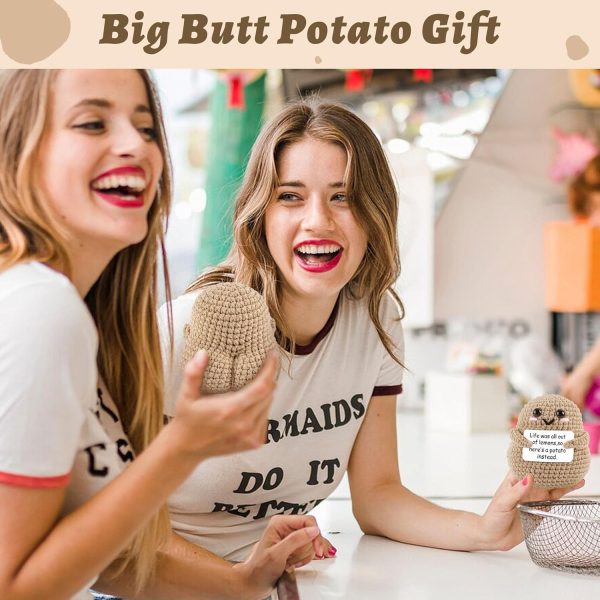 ⁦KASTWAVE Mini Funny Positive Potato, Knitted Doll with Positive Card, for Cheer Up Gifts and Party Decorations, Cute Crochet Doll for Birthday Gifts⁩ - الصورة ⁦5⁩