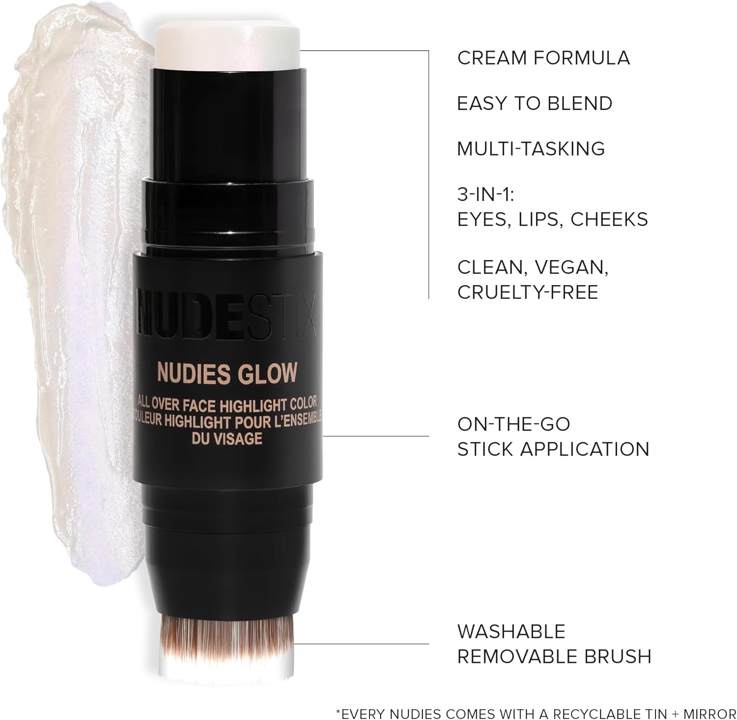 NUDESTIX Nudies Glow Highlighter Stick – Multi-Use Cream Highlighter for Face, Eyes & Body with Built-In Brush | Dewy, Radiant Finish for All Skin Tones | Illumi-Naughty 5 NUDESTIX Nudies Glow Highlighter Stick – Multi-Use Cream Highlighter for Face, Eyes & Body with Built-In Brush | Dewy, Radiant Finish for All Skin Tones | Illumi-Naughty - الصورة 5