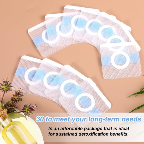 ⁦30PCS Castor Oil Pack Wrap, Self-Adhesive Castor Oil Belly, Button Patch Belly, Button Cleaner, Castor Oil Pads Cover, Absorbent Castor Oil Wraps Castor Oil Belly Wrap for Belly Button⁩ - الصورة ⁦5⁩