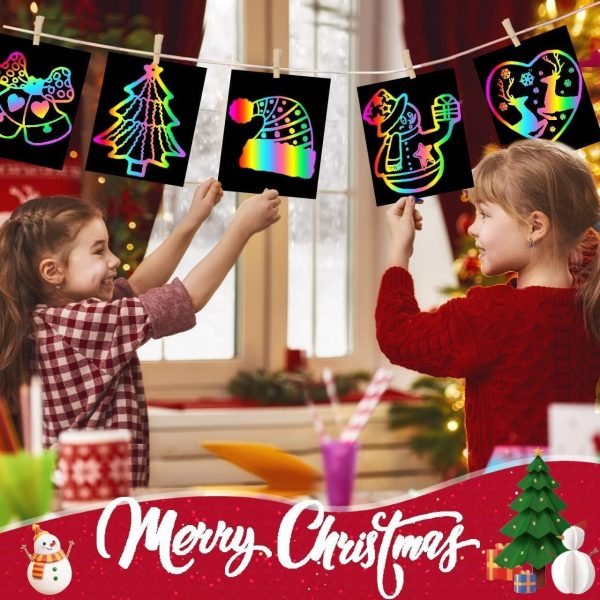 ⁦DMG TECH Crafts For Kids, Rainbow Scratch Mini Art Notes, 100 Magic Scratch Paper Note Cards, Arts Crafts DIY Party Favor Supplies for 3-11 Years Girls Boys, Arts and Crafts For Kids⁩ - الصورة ⁦7⁩