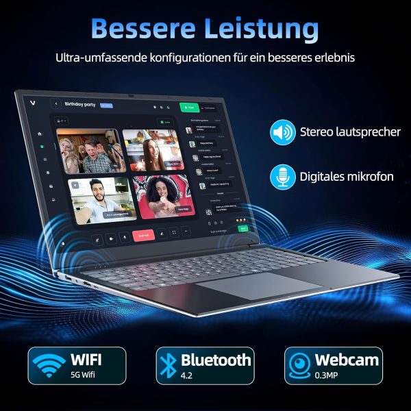 ⁦SGIN 17.3 Inch Laptop 4GB RAM 128GB SSD ROM Notebook, Core I3, FHD IPS, 2 x USB 3.2, Bluetooth 4.2, Dual Band WiFi, Expandable Memory 512GB TF 7000mAh⁩ - الصورة ⁦5⁩