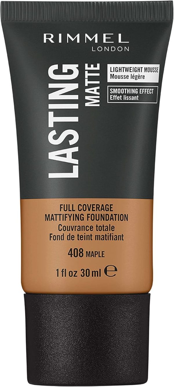 ⁦Rimmel London, Lasting Finish Matte Foundation, 408 Maple, 30Ml⁩ - الصورة ⁦2⁩