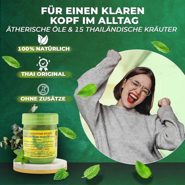 ⁦Hong Thai Smelling Tin - 100% Natural | Herbs & Essential Oils | Aroma Can for Refreshment & Relaxation | Thailand | Traditional Fragrance Product (12 Cans, Invigorating Fragrance)⁩ - الصورة ⁦4⁩