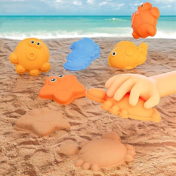 ⁦14Pcs Beach Toys Set for Kids, Play Sand Toys for Toddlers, Cute Yellow Duck Sandbox Toy Outdoor Fun Sand Tools with Bucket and Spade Watering Cans Shovels, Rakes, Molds, Summer Beach Games for Kids⁩ - الصورة ⁦6⁩