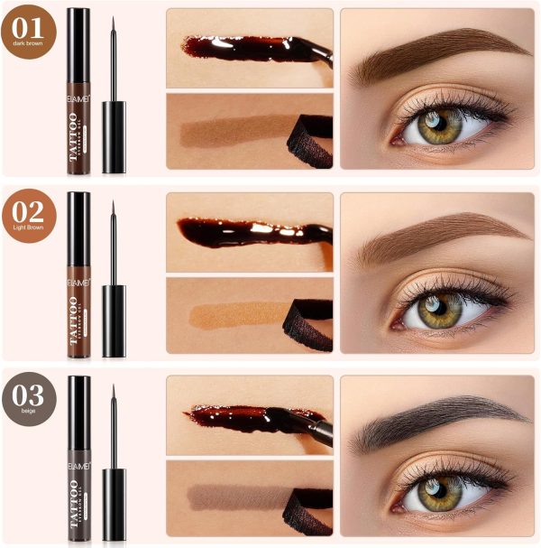 ⁦Brow Tattoo Peel off Tint, Brow Tattoo Peel off Tint, Peel off Tattoo Eyebrow Gel, Brow Tattoo Tint Gel Peel off Anjoize, Naturally Filled Brows With eyebrow card⁩ - الصورة ⁦2⁩