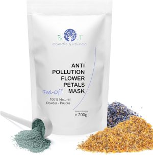 ANTI POLLUTION TRANSLUCENT ALGINATE FACIAL PEEL-OFF MASK - DETOX POWDER CLEANSING BLACKHEAD ACNE DEEP PORE CLEANSING AIR POLLUTION IMPURITIES TOXINS 10 TREATMENTS 200g/0.44lbs/7.05oz (FLOWER PETALS)