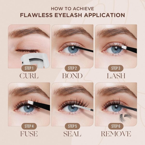 ⁦LASHVIEW DIY Cluster Eyelash Extensions 144 Pcs Reusable Individual Lashes Mega Volume Soft Black Synthetic Cluster Lashes⁩ - الصورة ⁦5⁩