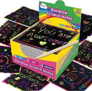 DMG TECH Crafts For Kids, Rainbow Scratch Mini Art Notes, 100 Magic Scratch Paper Note Cards, Arts Crafts DIY Party Favor Supplies for 3-11 Years Girls Boys, Arts and Crafts For Kids