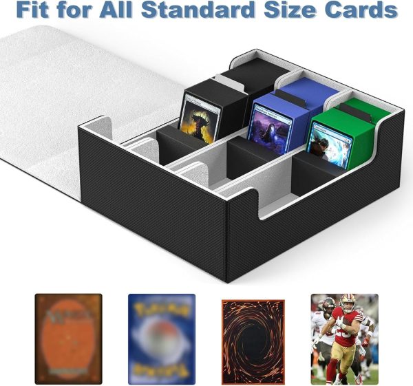 ⁦Deck Case for Trading Cards 1800+, Leather Magnetic Closure Trading Card Storage Box Protectors for YuGiOh, MTG, TCG, Sport Card, Magic Game Cards, 29 * 25 * 11Cm⁩ - الصورة ⁦4⁩