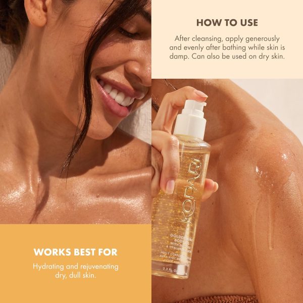 ⁦Kopari Golden Aura Body Oil with 24k Gold & Hyaluronic Acid - Hydrating Formula for Glowing Skin 3.3 oz⁩ - الصورة ⁦4⁩
