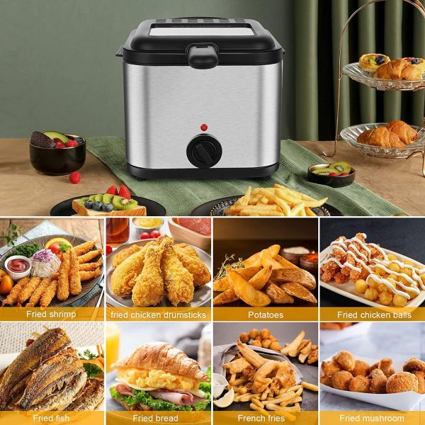 ⁦Arabest Deep Fryer With Basket, 2.5L/2.64quart Electirc Deep Fryer with Temperature Control and Viewing Window Lid Home Use Small Electric Fryer⁩ - الصورة ⁦7⁩