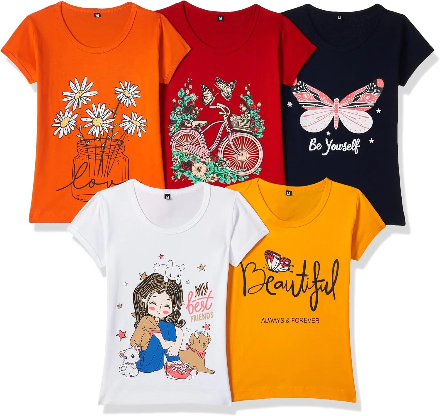 T2F girls Girls Tshirt T-Shirt (pack of 5)