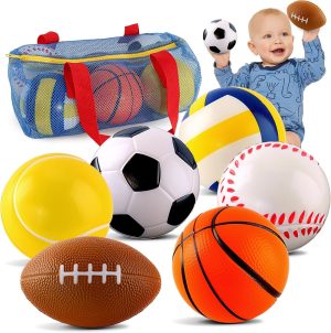 Sports Balls for Kids, Balls Toys Gift for Toddlers 1-3 Years Old, Sports Foam Balls Old Playground, for Baby with Soccer Ball,Basketball,Football,Baseball,Tennis Ball and Mini Soft Balls for Kids