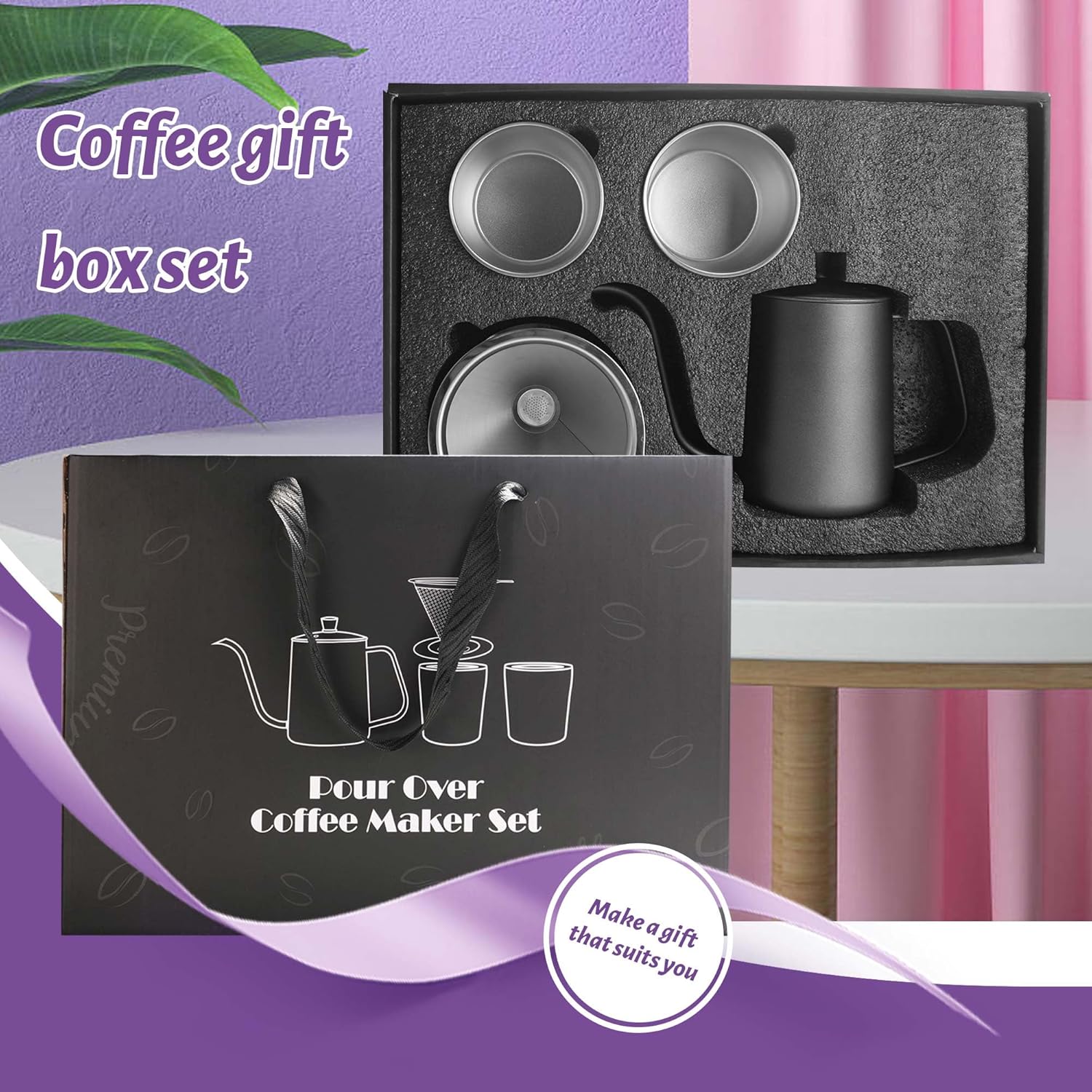 طقم فاخر أدوات v60 عدد 4 قطع غلاية ستيل معكوفة, فلتر دائم ستيل 304, كوبين ستيل عازلة للحراره 3 طقم فاخر أدوات v60 عدد 4 قطع غلاية ستيل معكوفة, فلتر دائم ستيل 304, كوبين ستيل عازلة للحراره - الصورة 3