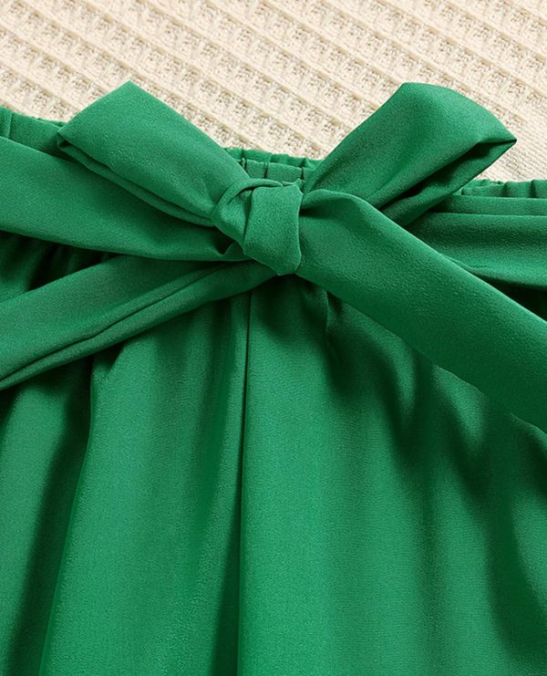 ⁦VeryNew Girls 2 Piece Outfits Kids Clothes Casual Girl Crop Tops + Solid Pants with Belt for 7-12Y⁩ - الصورة ⁦5⁩