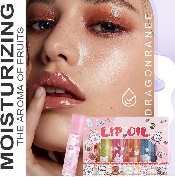⁦6Pcs Kawaii Lip Gloss, Lip Gloss Set, Roll On Lip Gloss Set, Fruit Flavored Lip Gloss Set Glossy Lip Make-up for Kids and Teens, Non Toxic, Kid Friendly, Party Gift, Best Friends⁩ - الصورة ⁦4⁩