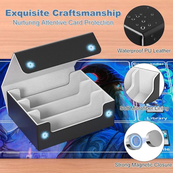 ⁦Deck Case for Trading Cards 1800+, Leather Magnetic Closure Trading Card Storage Box Protectors for YuGiOh, MTG, TCG, Sport Card, Magic Game Cards, 29 * 25 * 11Cm⁩ - الصورة ⁦2⁩