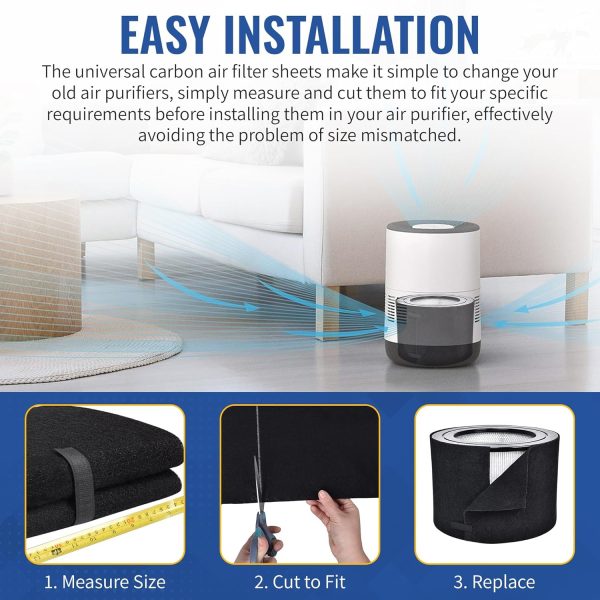 ⁦5mm*40cm*122cm，Universal Cut to Fit Carbon Pad Pre Filter Roll for Air Purifiers Furnace Filters and Air Conditioner Filters,Equipped with self-adhesive⁩ - الصورة ⁦7⁩