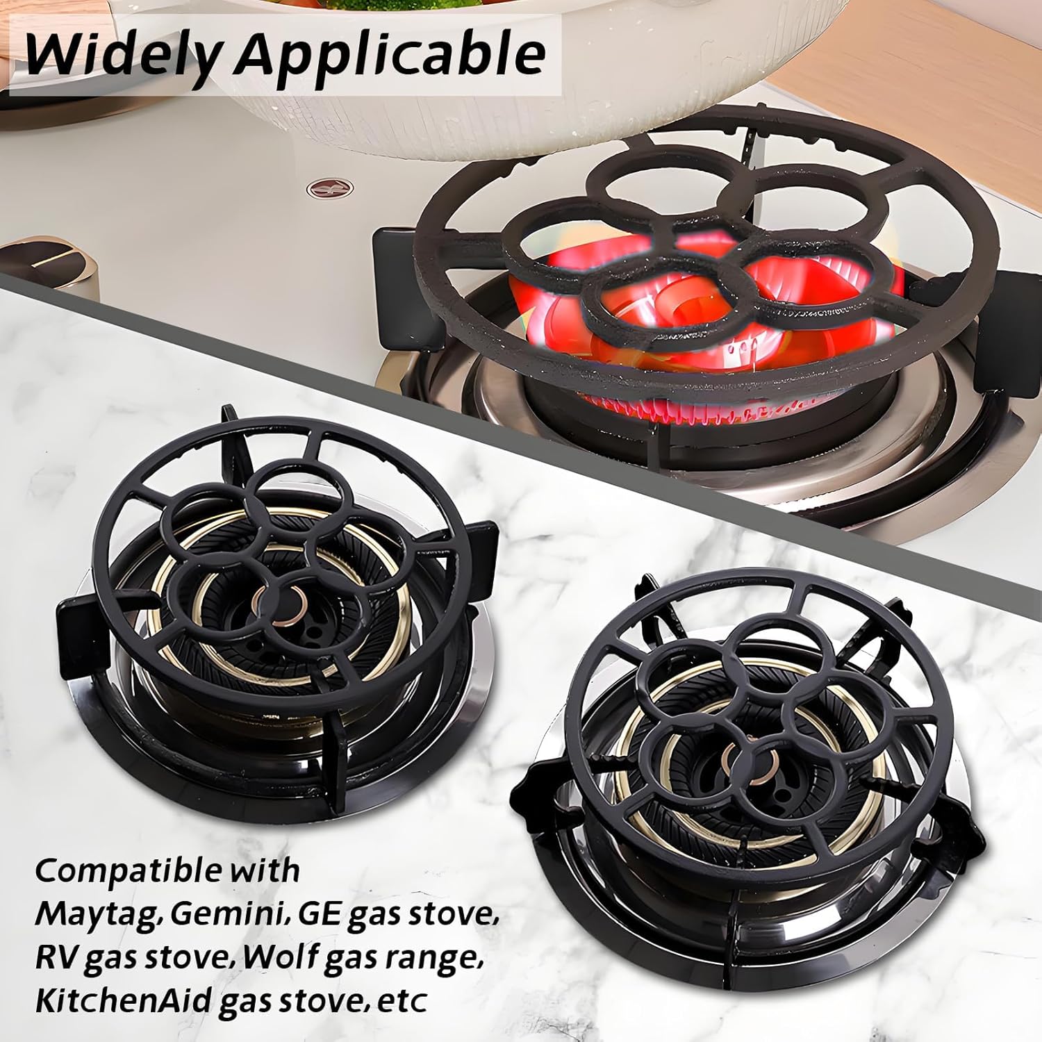 KASTWAVE Gas Ring Reducer, Non Slip Iron Gas Stove Cooker Ring Reducer for Gas Stovetop Espresso Maker, Coffee Moka Pot(Pentacyclic type) 4 KASTWAVE Gas Ring Reducer, Non Slip Iron Gas Stove Cooker Ring Reducer for Gas Stovetop Espresso Maker, Coffee Moka Pot(Pentacyclic type) - الصورة 4