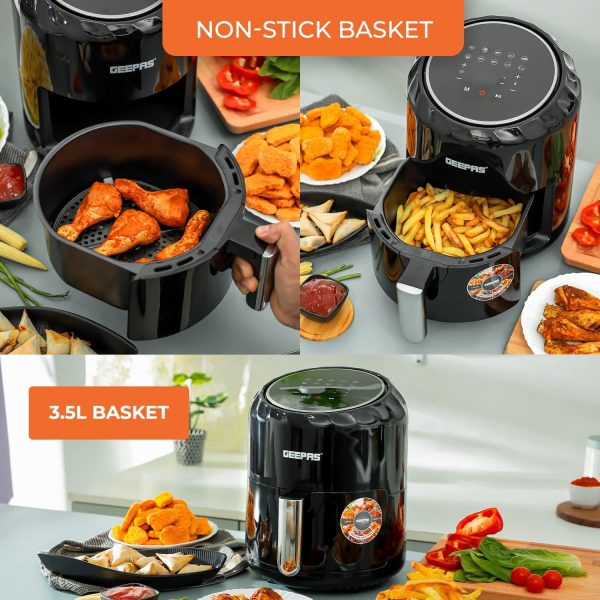 ⁦Geepas GAF37512 1350W Digital Air Fryer, 3.2 Liter Capacity, Black⁩ - الصورة ⁦3⁩