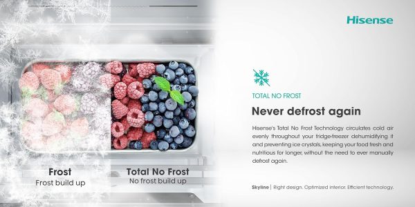⁦Hisense 355 Ltr Refrigerator Total No Froast Less Noise Multi Air Flow Metal Cooling Inverter Compressor RT48W2NOI⁩ - الصورة ⁦9⁩