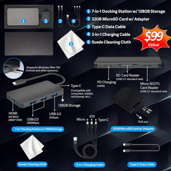⁦HP Stream 14" HD Laptop for Student & Business, Intel Processor N150, 8GB RAM, 288GB Storage(128GB UFS+160GB Docking Station Set), Intel Graphics, 1 Year Office 365, Copilot, Wi-Fi 6, Win 11 S, Green⁩ - الصورة ⁦2⁩
