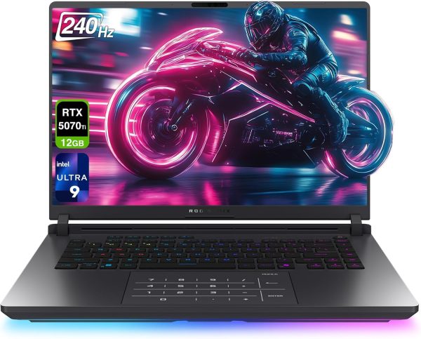 ASUS ROG Strix G16 Gaming Laptop, Intel Ultra 9-275HX, 64 GB DDR5 RAM, 2 TB PCIe SSD, 16” 2.5K (2560x1600) Display, Nvidia G-Force RTX 5070Ti, RGB Backlit Chiclet Keyboard, W11 Home, Gray