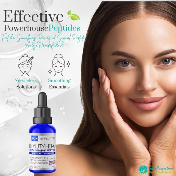 ⁦Skin Perfection Snap 8 Peptide Serum Anti-Aging Serum Booster Expression Line Wrinkles DIY Peptide Mix in any Facial Cream Crow's Feet Under-eye Wrinkle .5 oz⁩ - الصورة ⁦2⁩