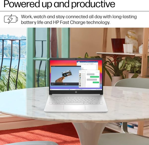 ⁦HP 14 Laptop Student Computer - New Version, Intel N150 Processor, 1-Year Microsoft 365, Windows 11 Pro, Copilot AI, Long Battery, 16GB RAM, 128GB UFS+256GB Micro SD, Sliver⁩ - الصورة ⁦6⁩