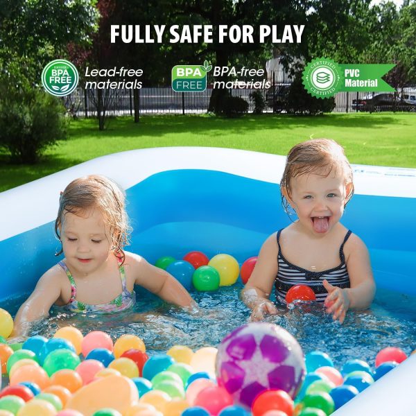 ⁦HI-FINE Inflatable Swimming Pool, Kiddie Pools for Kids, 59 x 42 x 22 inch Swimming Pool for Outdoors, Backyard⁩ - الصورة ⁦4⁩