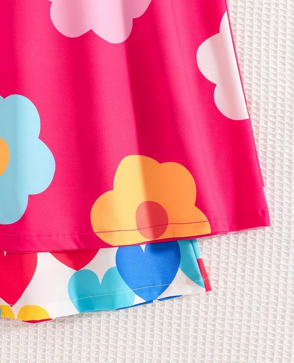⁦VeryNew 2-Pack Girls Ruffle Sleeve Dress A-Line Skater Cute Cat Casual Dresses Summer Spring for Kids 4-8 Years⁩ - الصورة ⁦8⁩