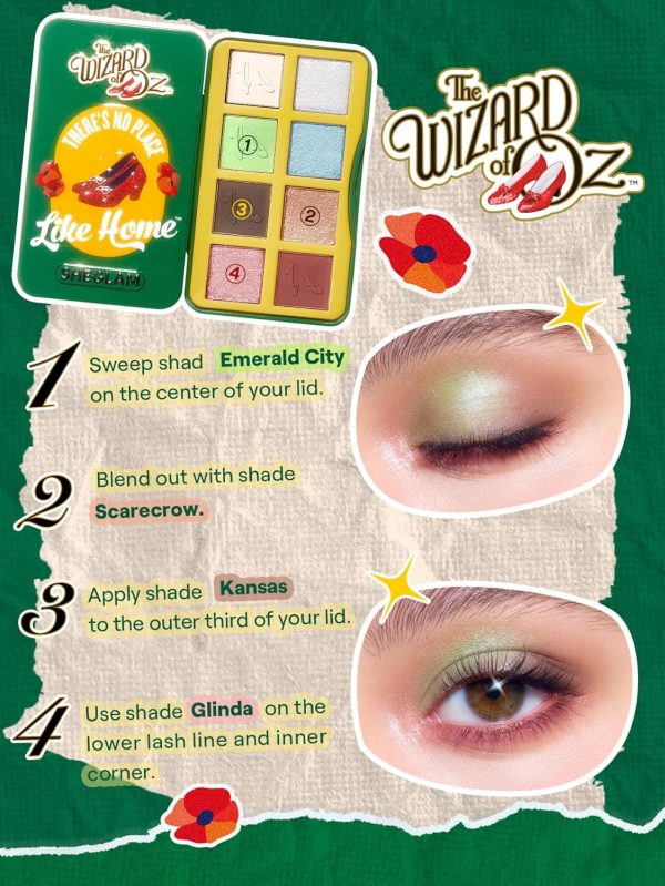 ⁦SHEGLAM No Place Like Home Palette The Wizard of OZ 8 Color Eyeshadow Matte Shimmer Glitter Pigment Eyeshadow Palette Set⁩ - الصورة ⁦3⁩