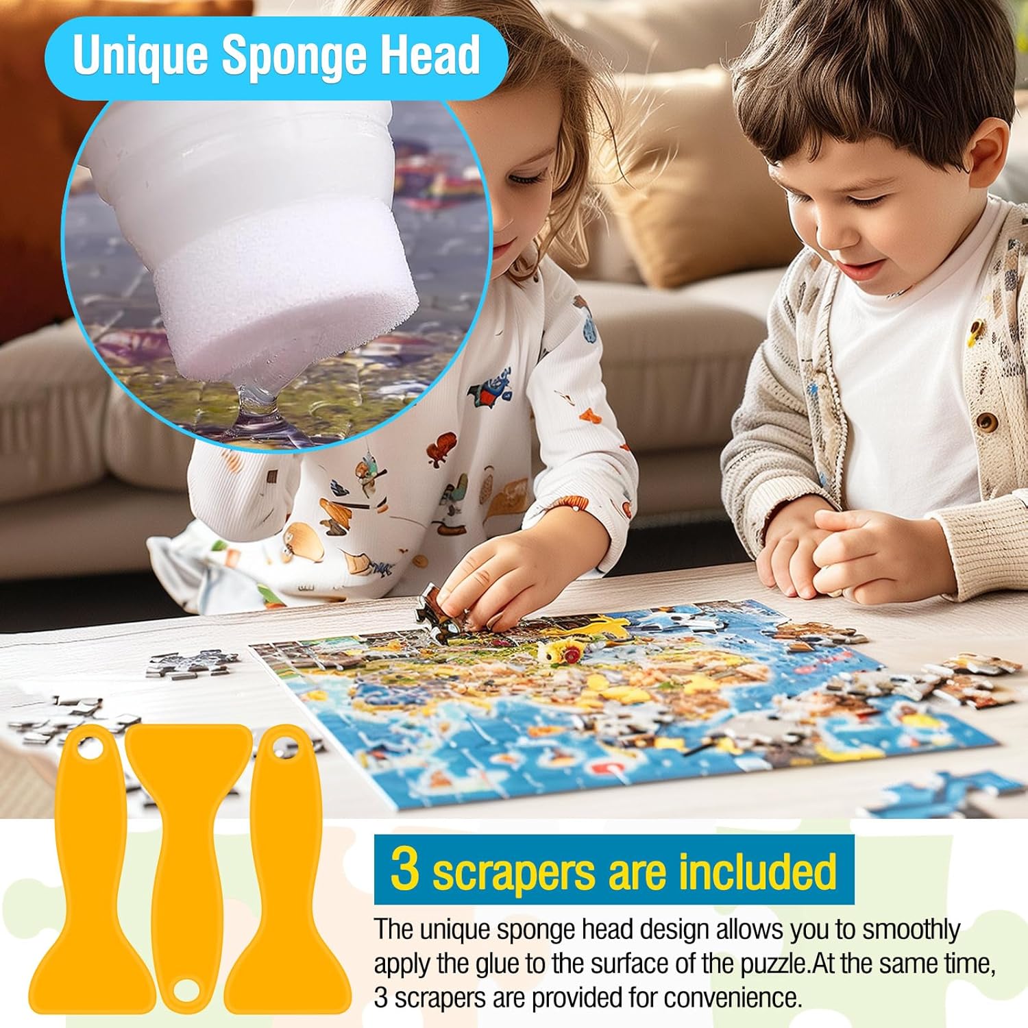 Jigsaw Puzzle Glue Clear,Updated Jigsaw Puzzle Glue with New Sponge Head,Non Toxic and Fast Drying,Easy to Use Adhesive for Preserving Puzzle Art Enrich Your Puzzle Experience,120ml X 2 2 Jigsaw Puzzle Glue Clear,Updated Jigsaw Puzzle Glue with New Sponge Head,Non Toxic and Fast Drying,Easy to Use Adhesive for Preserving Puzzle Art Enrich Your Puzzle Experience,120ml X 2 - الصورة 2