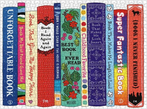 ⁦Galison Ideal Bookshelf 1000 Piece Jigsaw Puzzle for Adults and Families, Illustrated Bookshelf Puzzle with Relatable Book Titles (9780735348806)⁩ - الصورة ⁦2⁩