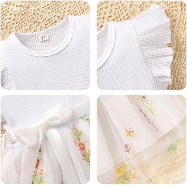 ⁦Toddler Girl Tulle Dress for Summer—Sleeveless Ruffle Design, Lightweight and Breathable, Suitable for Parties, Daily Wear, or Photo⁩ - الصورة ⁦5⁩