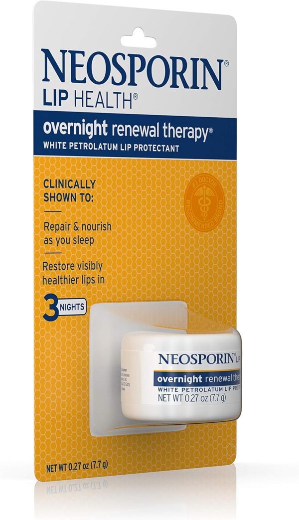 ⁦Neosporin Lip Health Overnight Renewal Therapy Petrolatum Lip Protectant 0.27 oz⁩ - الصورة ⁦3⁩