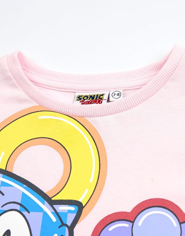 ⁦Sonic The Hedgehog Girls Pink T-Shirt and Shorts Set | Cute 'Let’s Roll' Sonic & Amy Rose Graphic Tee Short-Sleeve⁩ - الصورة ⁦6⁩