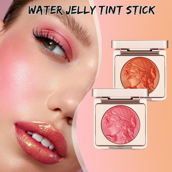⁦Soft Embossed Cheek Powder Blush Palette, Matte Face Powder Blush Palette, Embossed Blush, Face Matte Blush Palette Natural Luster (Pink+Orange)⁩ - الصورة ⁦2⁩