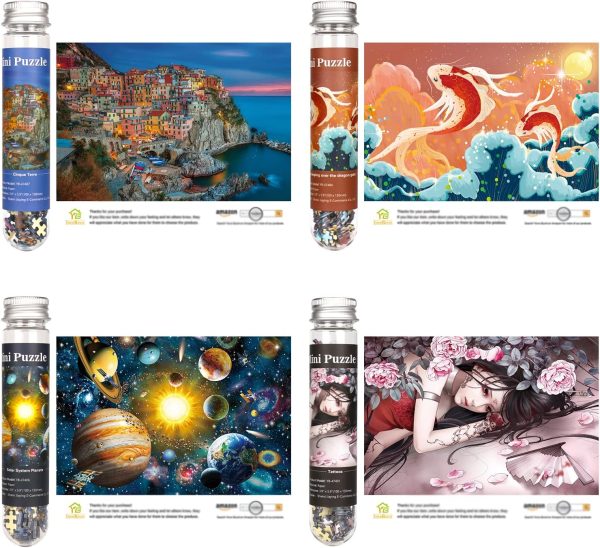 ⁦Mini Jigsaw Puzzles for Adults 234 Pieces (8 Packs) Small Jigsaw Puzzle Test Tube Puzzle Challenging Micro Puzzle Difficult Tiny Puzzle Home Decor Entertainment 6x4in⁩ - الصورة ⁦2⁩