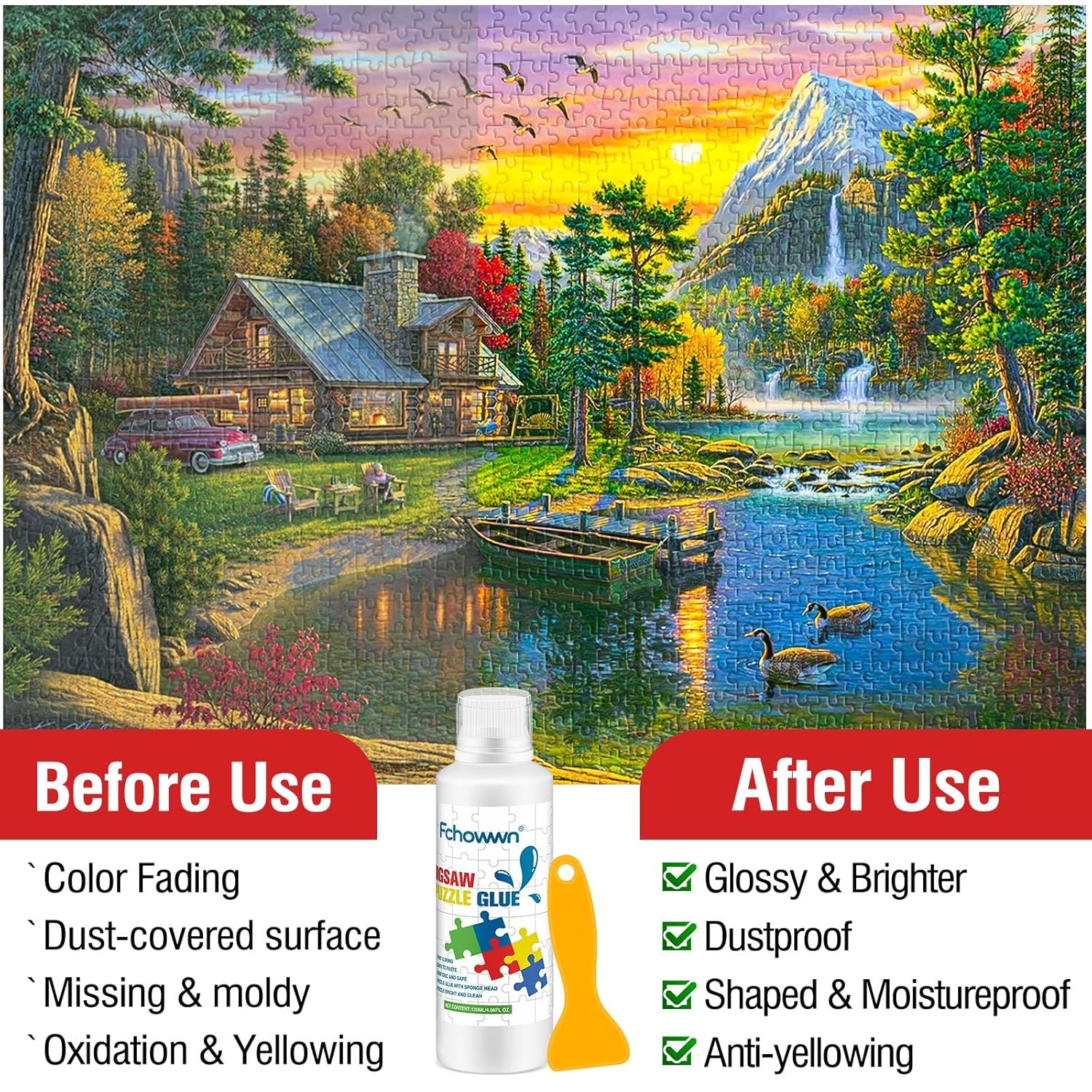 Jigsaw Puzzle Glue Clear,Updated Jigsaw Puzzle Glue with New Sponge Head,Non Toxic and Fast Drying,Easy to Use Adhesive for Preserving Puzzle Art Enrich Your Puzzle Experience,120ml X 2 5 Jigsaw Puzzle Glue Clear,Updated Jigsaw Puzzle Glue with New Sponge Head,Non Toxic and Fast Drying,Easy to Use Adhesive for Preserving Puzzle Art Enrich Your Puzzle Experience,120ml X 2 - الصورة 5