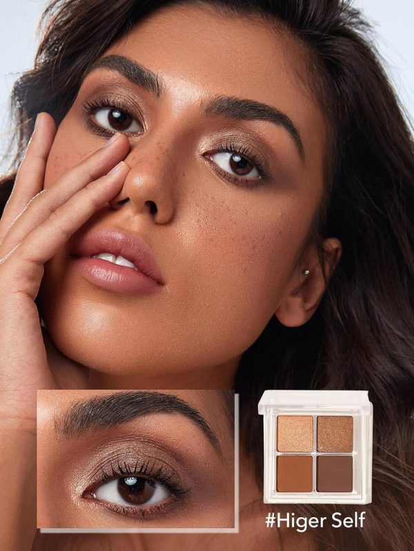 ⁦SHEGLAM Cosmic Crystal Eyeshadow Quad 4-Color Matte Glitter Eyeshadow Palette Rose Gold Warm Peach Brown Long Lasting Ultra Pigmented Smooth Blendable Eyeshadow-Higher Self⁩ - الصورة ⁦2⁩