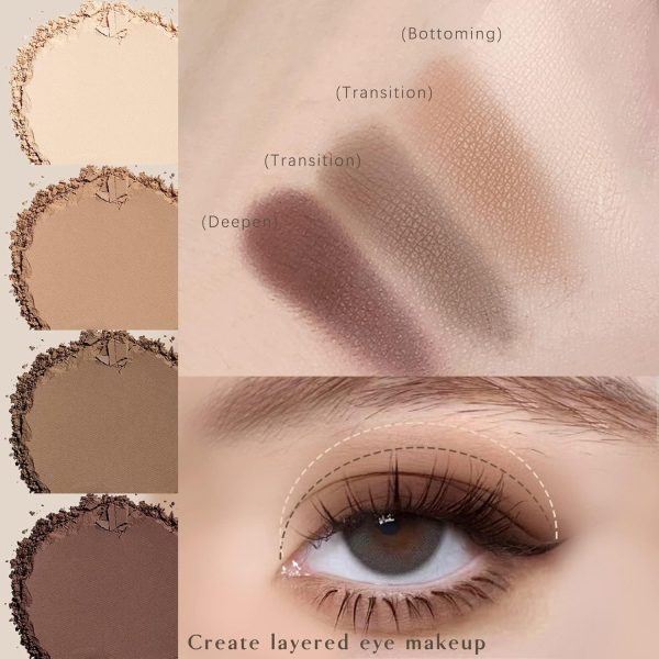 ⁦KASTWAVE 4 in 1 Color Matte Eyeshadow Palette, Matte Naked Eye Shadow with Eyeshadow Brush, Can Be Used for Contouring and Highlighting, High Pigmented, Naturing-Looking, Ultra-Blendable,Long Lasting⁩ - الصورة ⁦4⁩